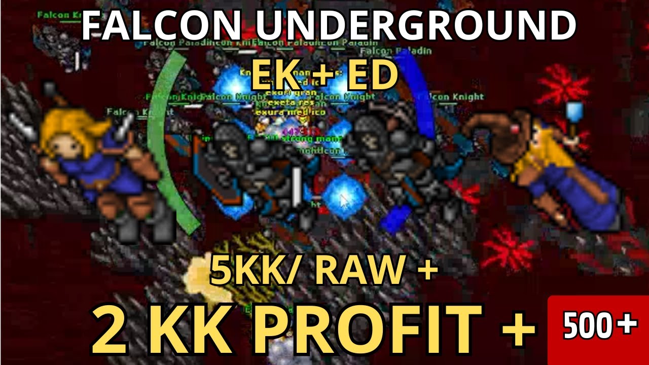 TIBIA - EK + ED DUO - FALCON UNDERGROND - 2kk+ Profit e 5kk+ raw XP (NO CHARMS)