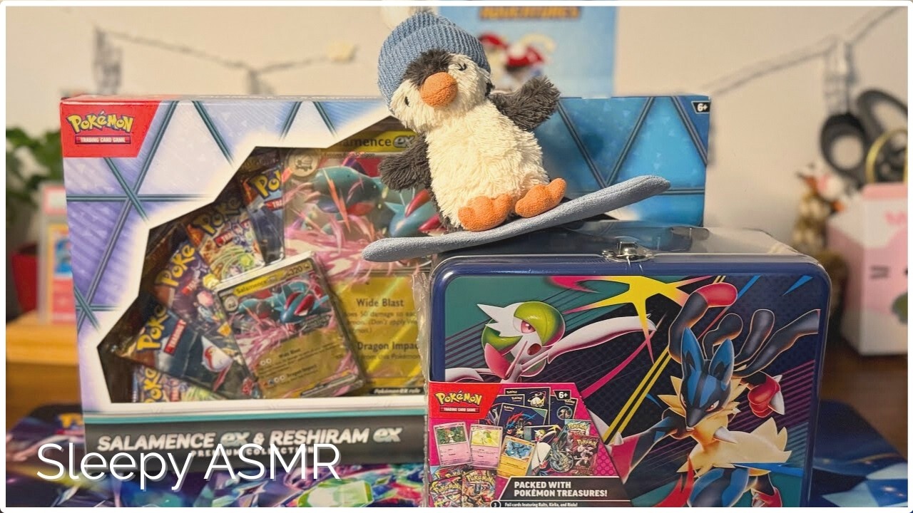 [ASMR] ✨ Opening the Salamence and Reshiram ex Premium Collection and more! 🔥 Pokémon ASMR