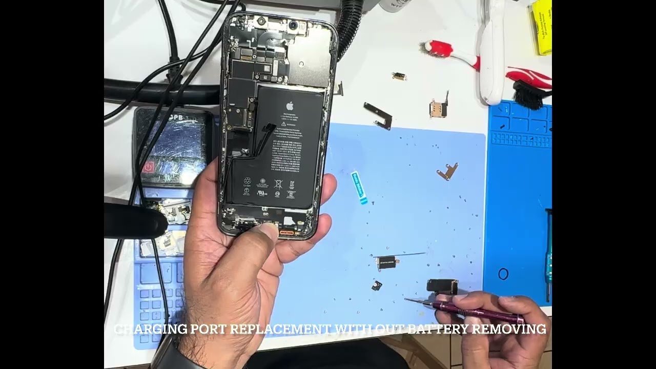iPhone 13 Pro max charging port replacement without removing battery #iphone13promax #chargingport
