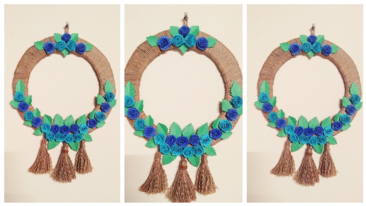 Jute craft ideas/Jute wall hanging/wall hanging ideas/diy flower wall hanging/home decorating ideas