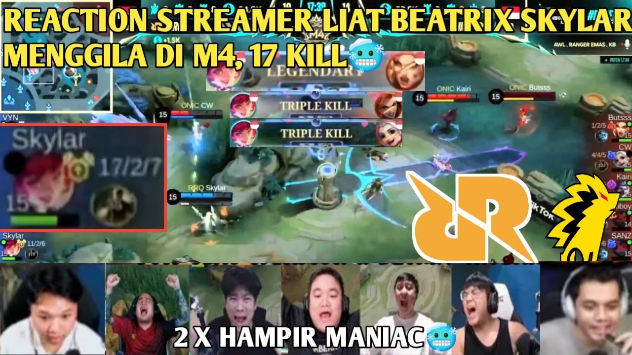 REACTION STREAMER LIAT BEATRIX SKYLAR MODE GOD, 17 KILL DI M4 | RRQ VS ONIC LOWER BRACKET M4 2023