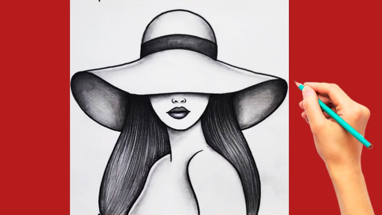 How to Draw a Girl with a Hat | Aesthetic Pencil Sketch Tutorial