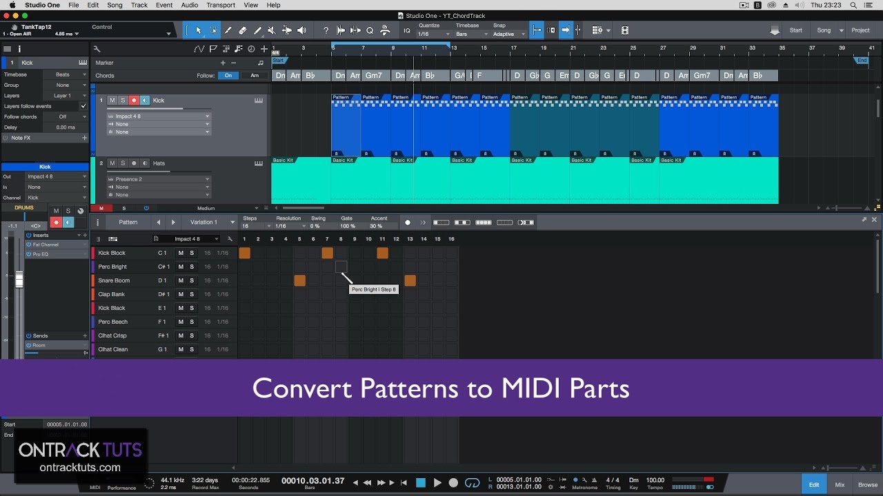 Converting Studio One Patterns to MIDI Parts