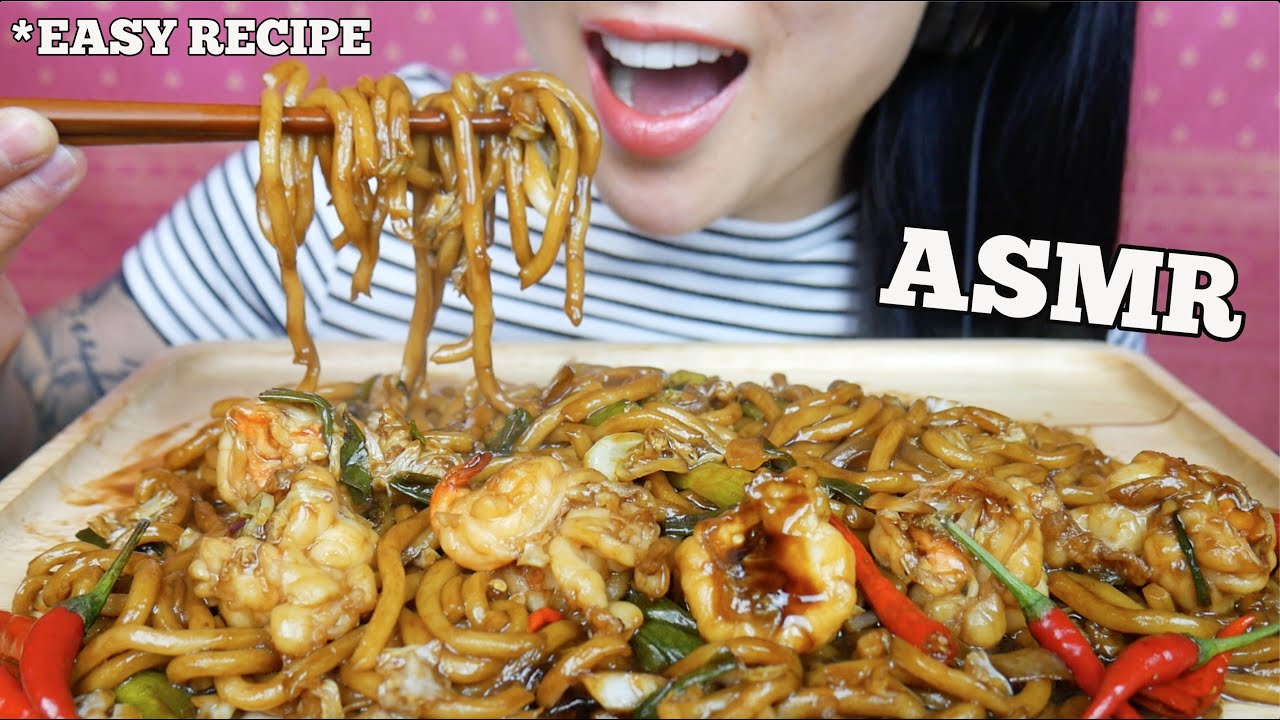 ASMR *EASY RECIPE PRAWNS STIR FRY TERIYAKI UDON NOODLES (EATING SOUNDS) NO TALKING | SAS-ASMR