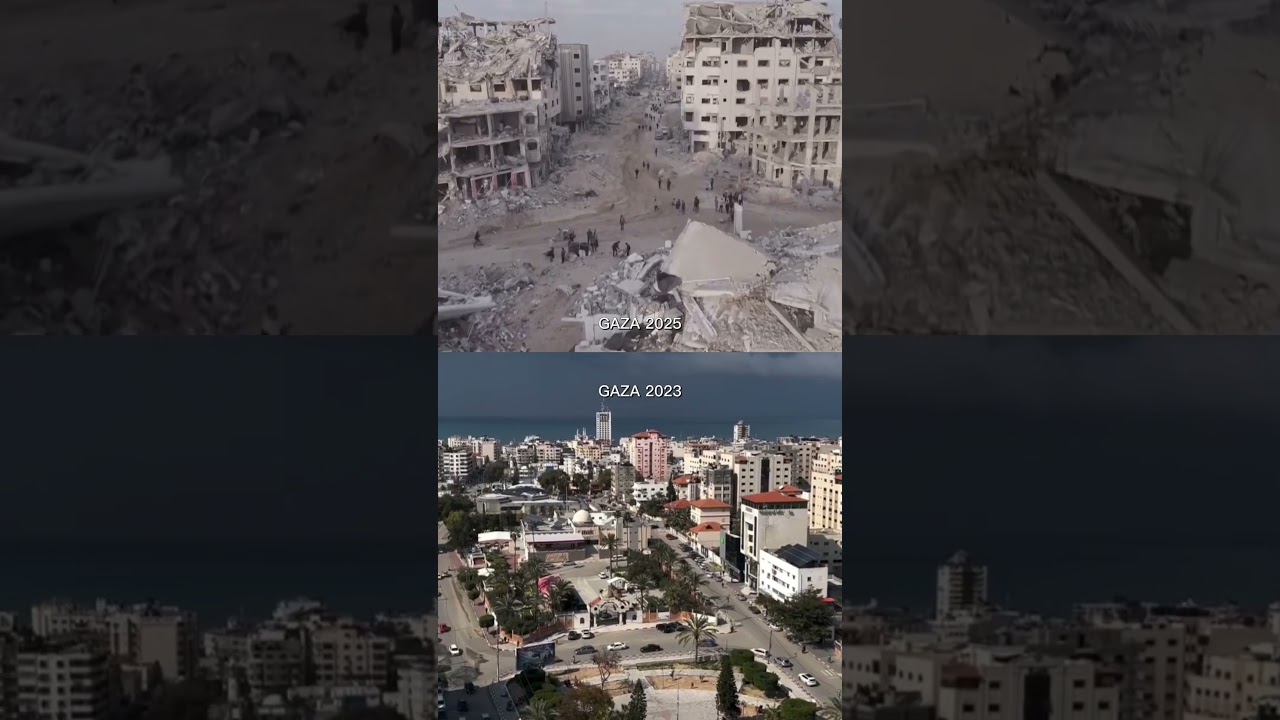 Gaza before and after- Gaza Destruction 😭
