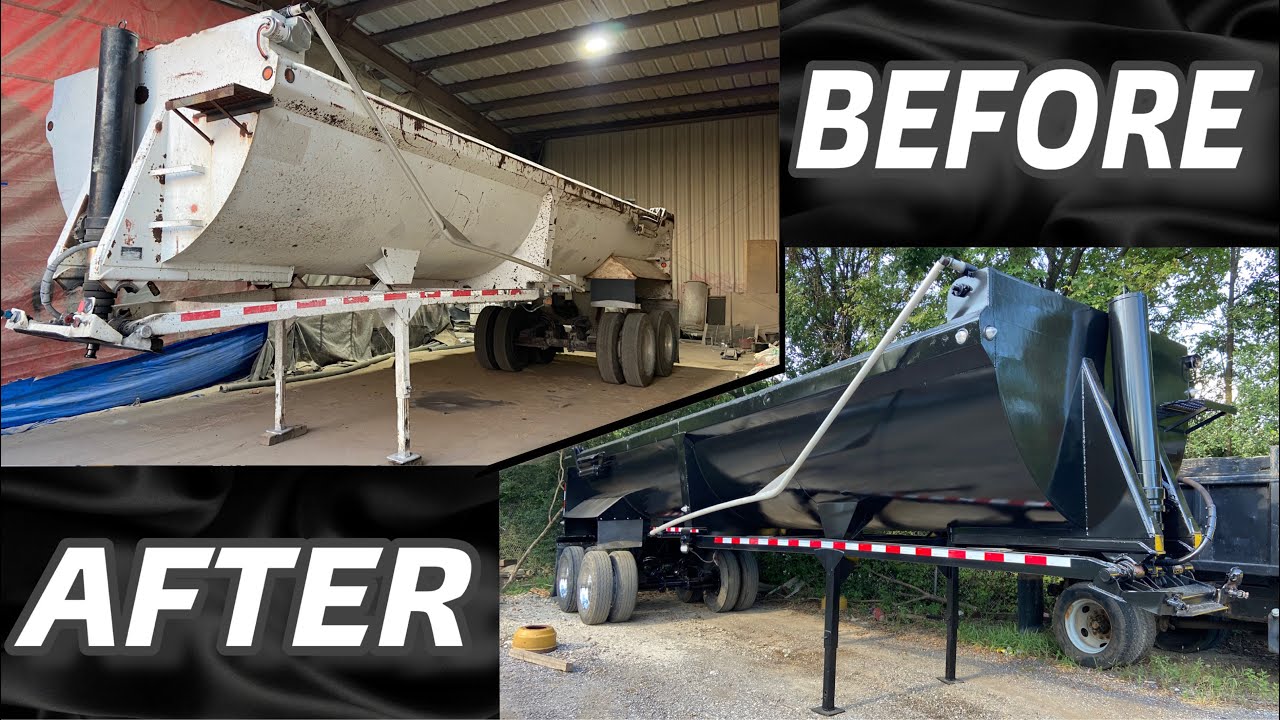 25 year old trailer looks LIKE NEW !!, end dump gets a much needed restoration