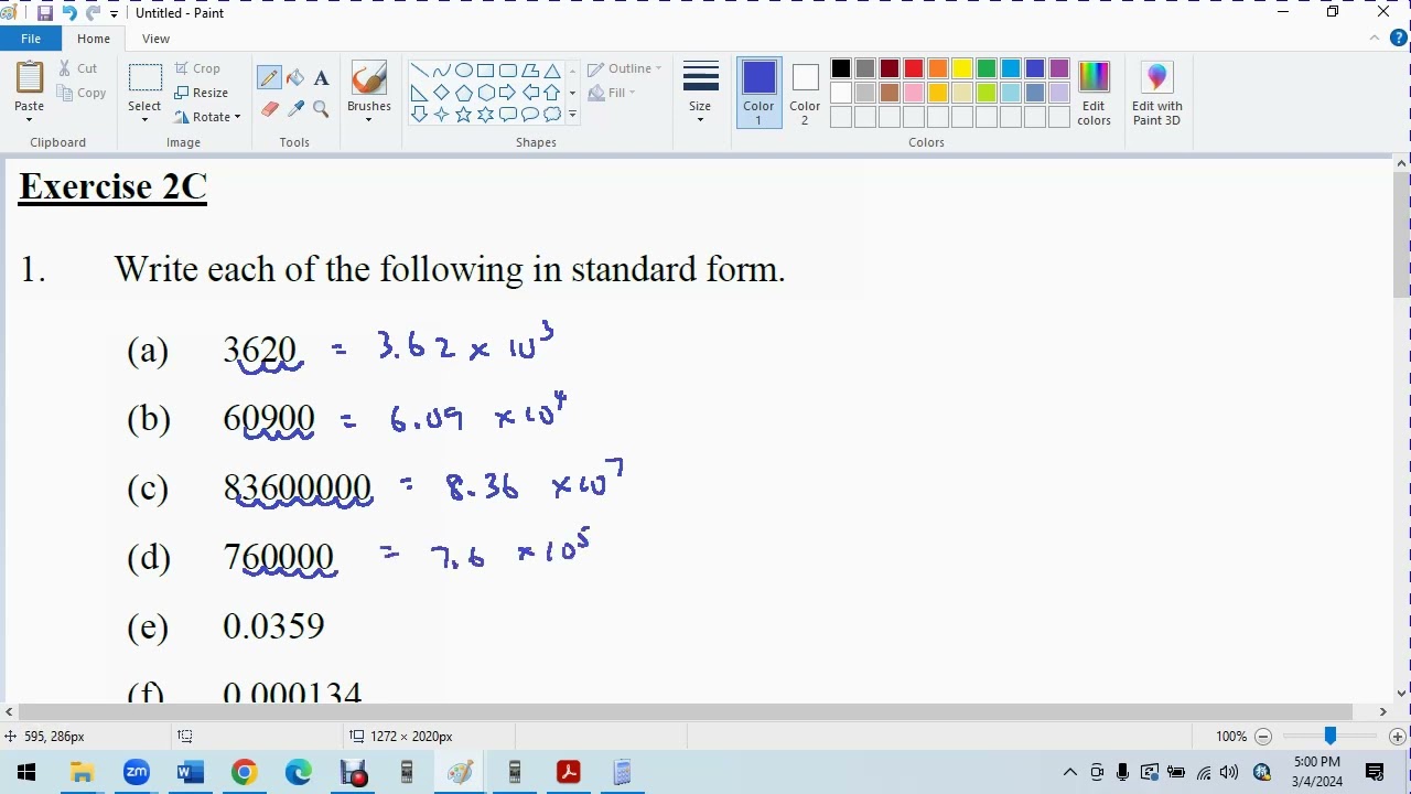 F3 C2 C Standard Form Q 1 a - h