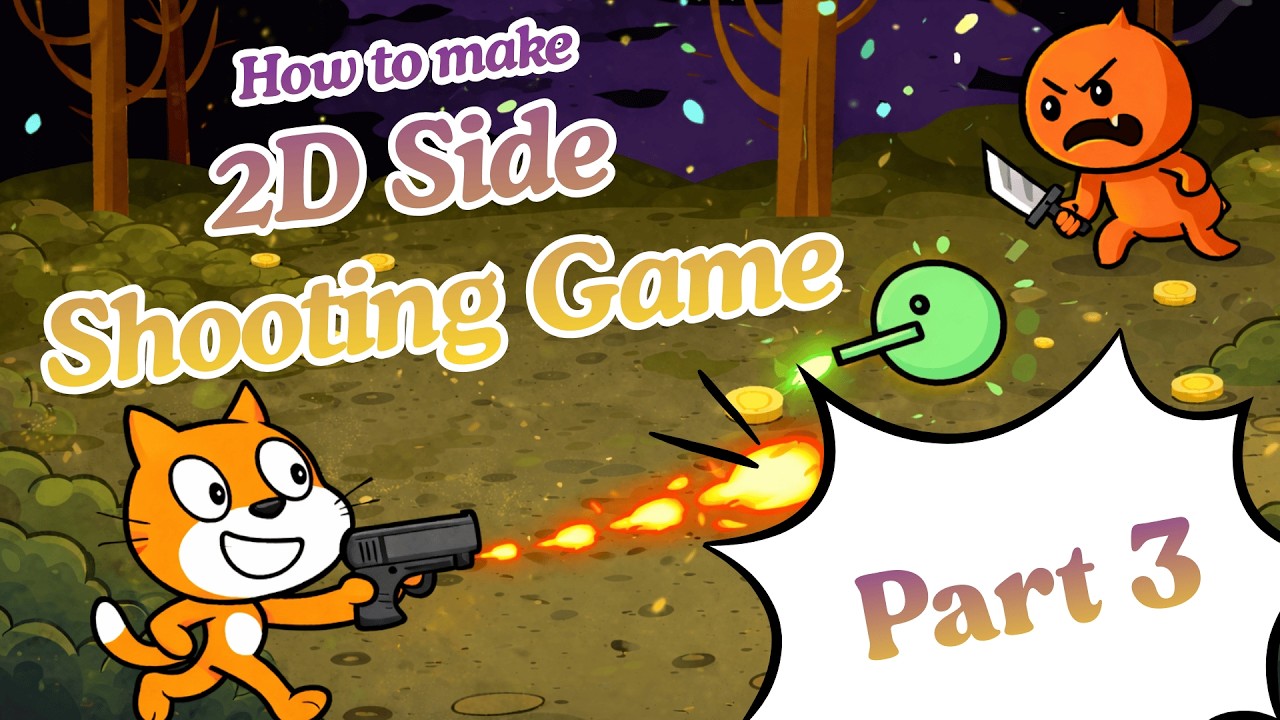 [Scratch Tutorial] How to make a 2D Side Shooting Game (Part 3)