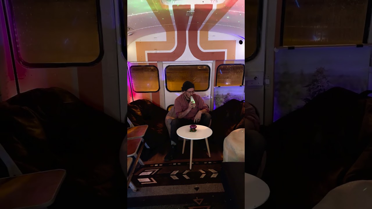 We live for the chill nights hangin&rsquo; w/ y&rsquo;all 🚌💨💙💚✨ #schoolbus #vanlife #vibes #cannabis #goodvibes