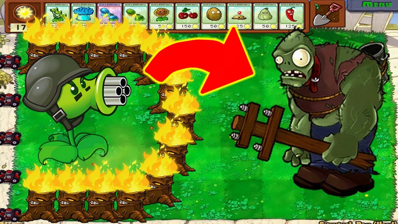 All Gargantuar vs EPIC Power Fire Gatling Pea - Plants vs Zombies Hack