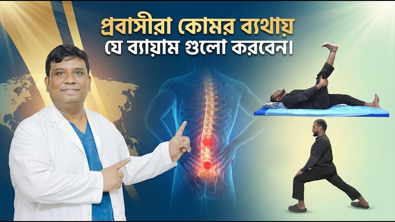 প্রবাসীরা কোমর ব্যথায় যে ব্যায়াম গুলো করবেন | ব্যাক পেইন কমানোর সহজ উপায়। Dr.Rashed, MBBS