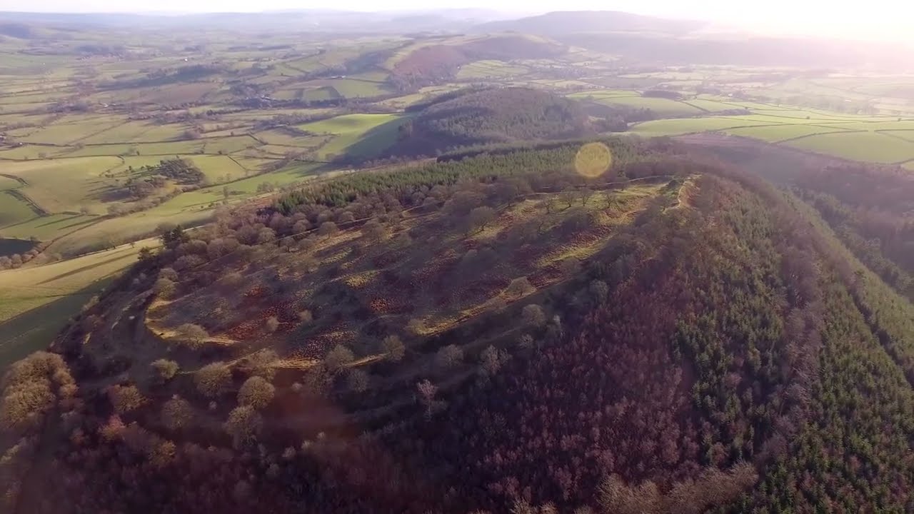 Burrow Iron Age Hill Fort Shropshire. 4K Drone