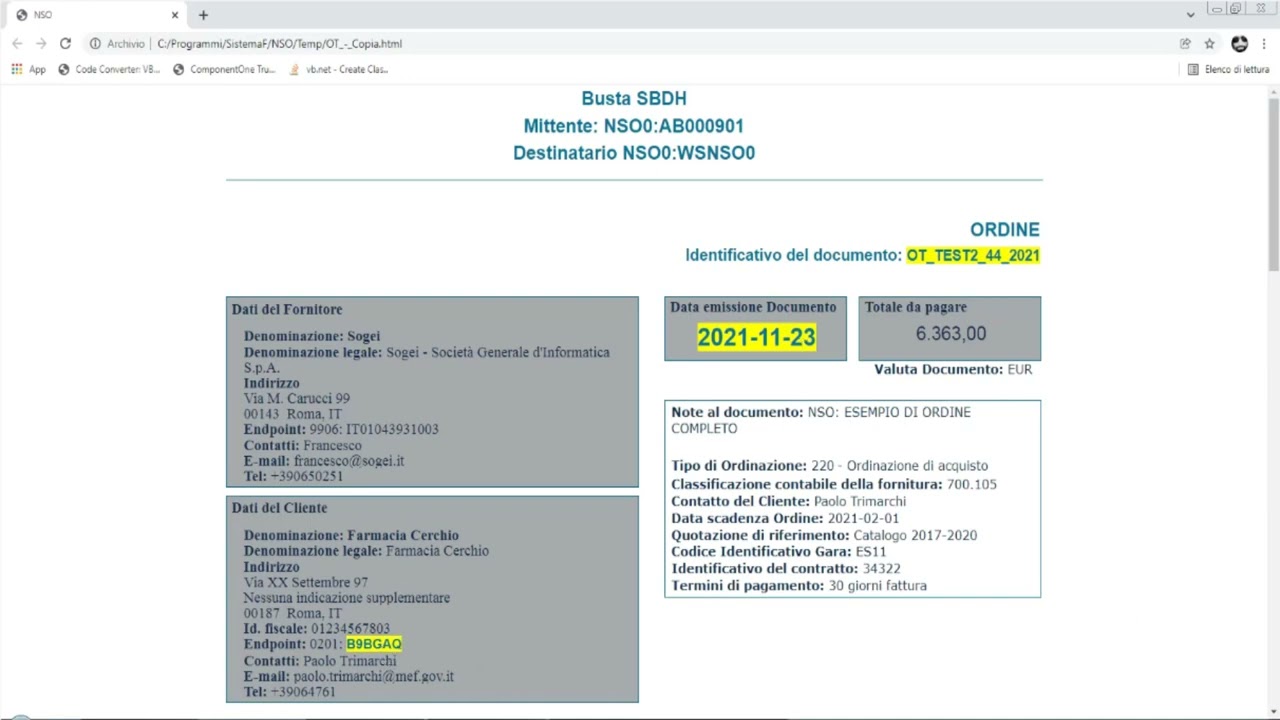 NSO - RICEZIONE ORDINI TRAMITE PROVIDER