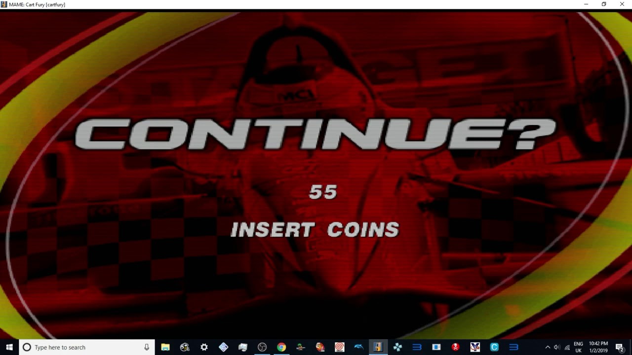 Cart fury arcade games countdown to continue the race with coins And credit