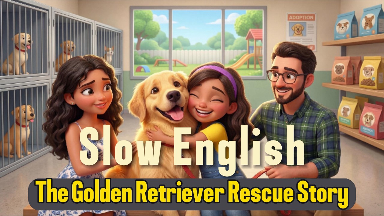 The Golden Retriever Rescue Story  | Slow English Listening for Beginners (A0 Level)