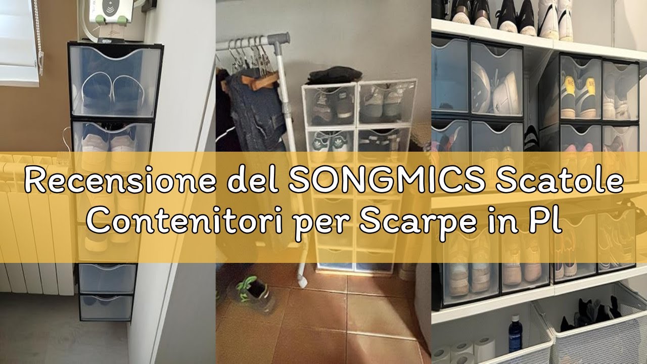 Recensione del SONGMICS Scatole Contenitori per Scarpe in Plastica, Sportello, Trasparenti, 18 Pezzi