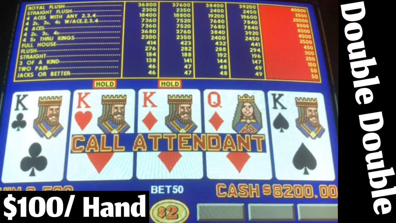 $100 Hand Double Double Bonus Poker. High Limit Video Poker Straight Play.