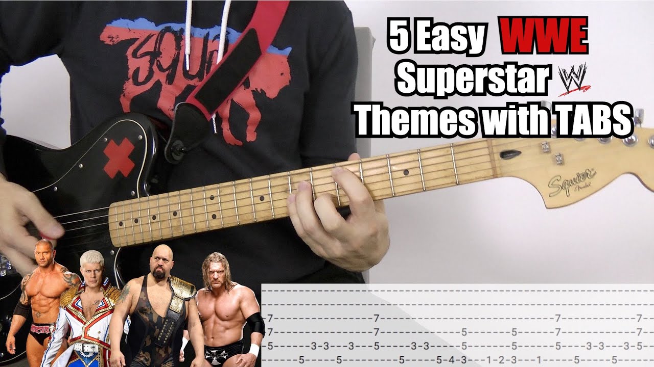 5 Easy WWE Superstar Themes Guitar Riffs [with TABS]