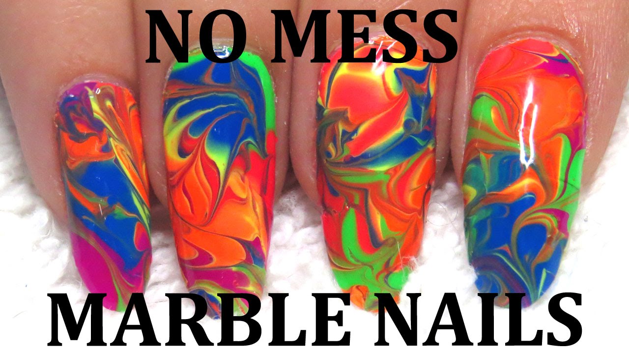 Easy No Mess Neon Marble Nail Art Tutorial