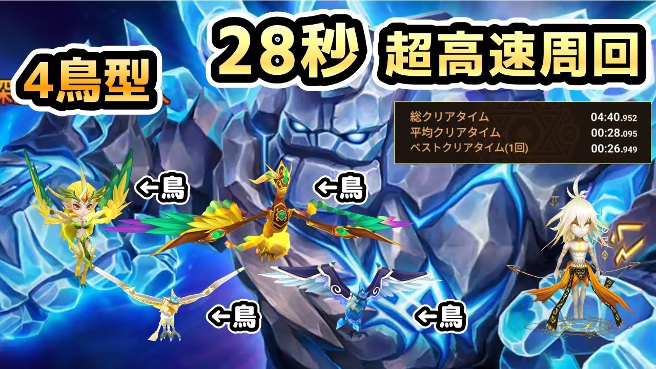 【巨人・深淵Hard】テシャールを使って超高速周回！中級者・上級者におすすめしたい4鳥型パーティを紹介。【サマナーズウォー・サマナ】