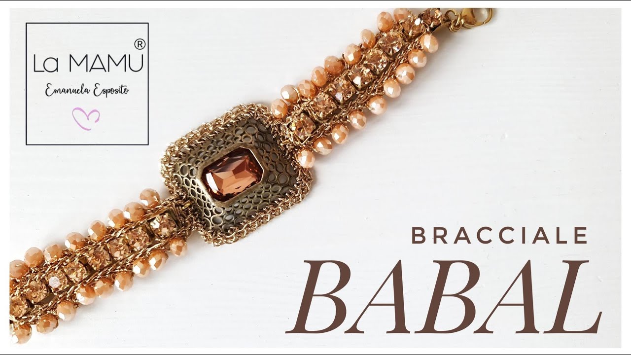 BABAL bracciale realizzato ad uncinetto con castone e cristallo di Gioie E Colori