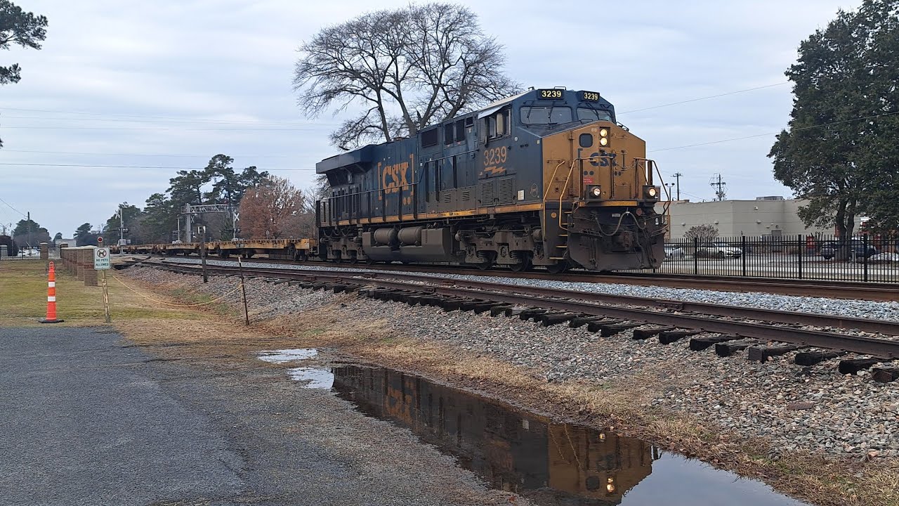 S740-03 ES44AH # 3239 Single Engine Leading an Empty Military Train Northbound - Pembroke, NC