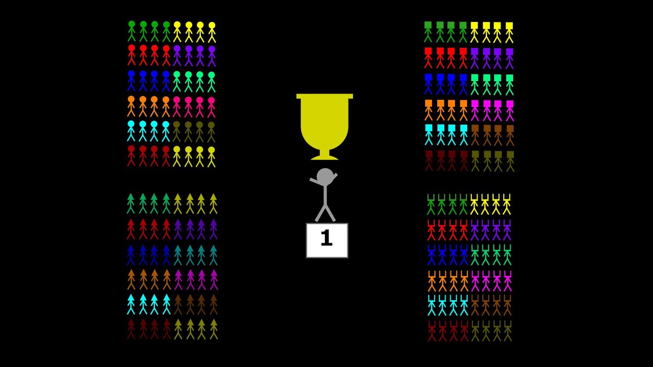 Stickman and Friends Fight Together For Win de Gold Cup RTTB Run Race ASMR in Algodoo
