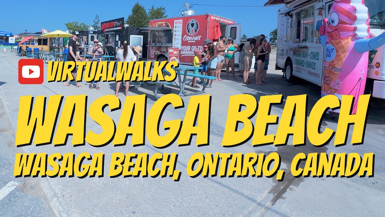 Exploring the boardwalk in Beach Area 1 at Wasaga Beach, Ontario, Canada