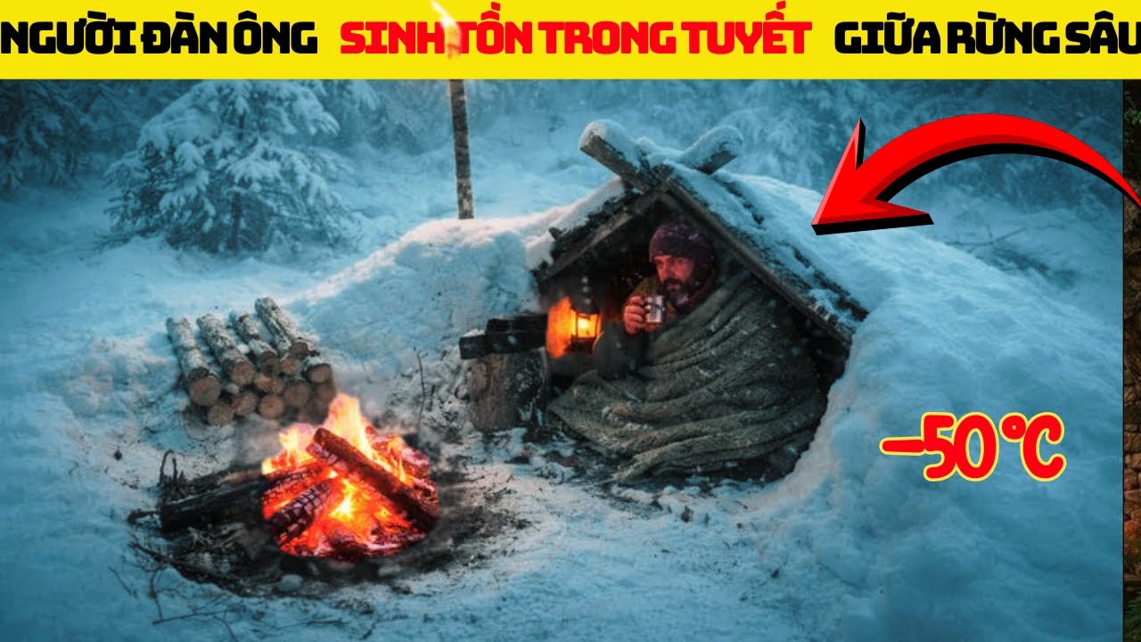 Sinh Tồn Khi Một trận bão tuyết quét qua Với Ngôi Nhà Gỗ Trong Rừng Với cái lạnh -50°C Giữa Rừng Già
