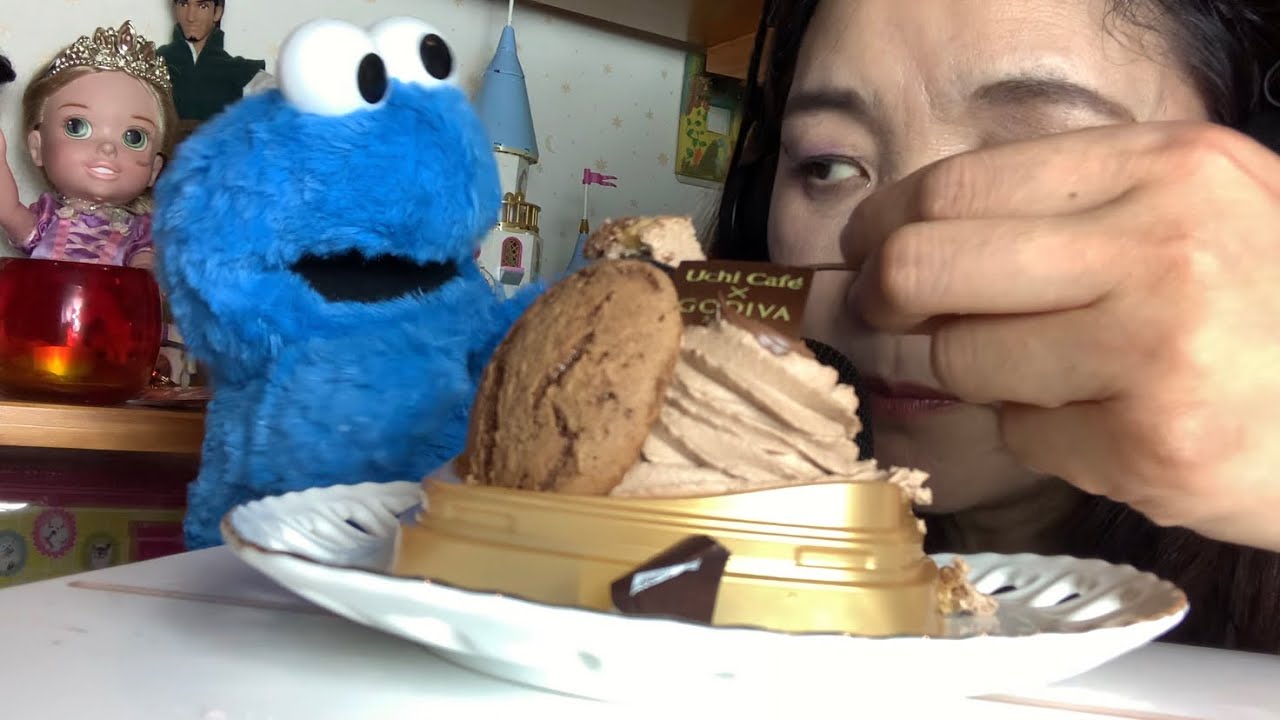 【ASMR】Eating Sounds👅ローソン、ビスキュイショコラキャラメル、クッキーモンスターと食べてみた💙ゲスト、ラプンツェル💜シンデレラ✨guest  Rapunzel