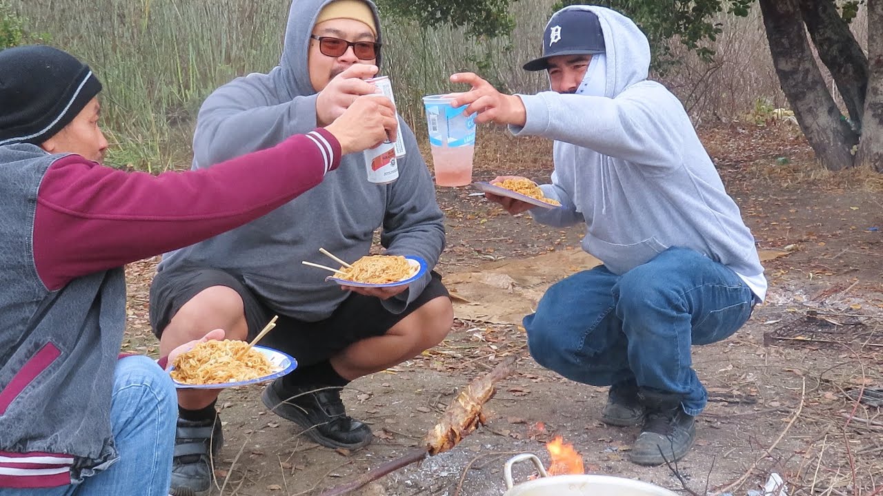Fishing and cooking fish at Jefferson rd in Sacramento