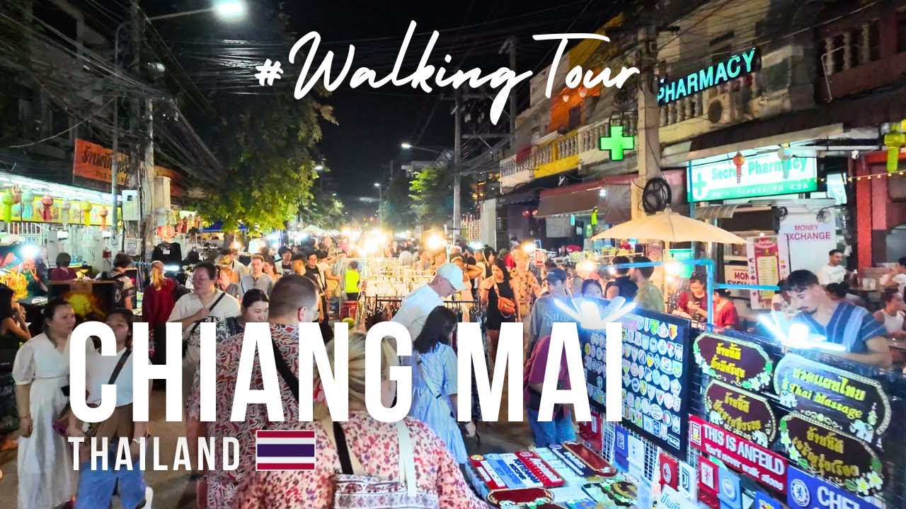 Sunday Night Market in Chiang Mai | WALKING TOUR | Chiang Mai, Thailand | @asaniPOV
