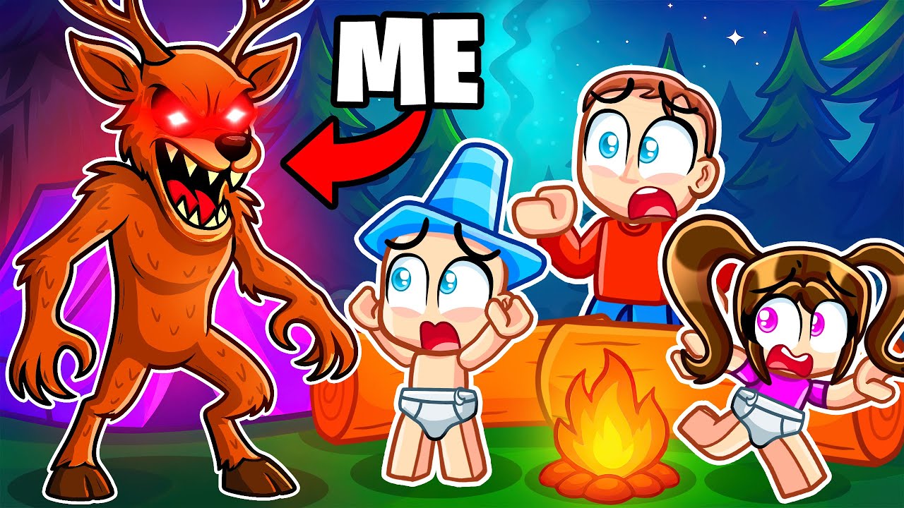 I Pretended to be the DEER MONSTER to Troll Family in 99 Nights in the Forest! (Roblox)