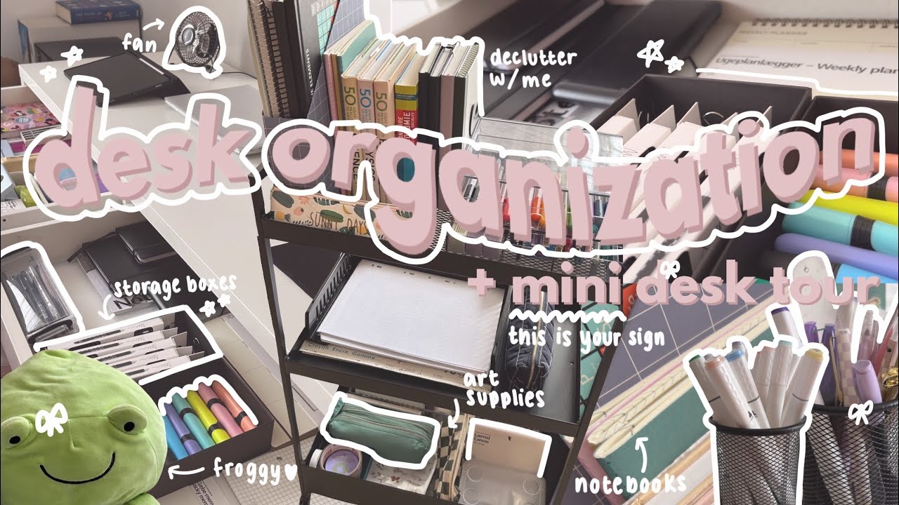 🧹🎀 ORGANIZE MY DESK with me + mini DESK TOUR | declutter with me, this is ur sign, desk organization