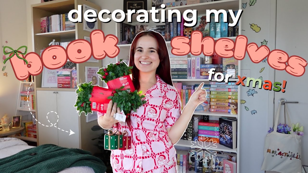 decorating my bookshelves for XMAS! 📖🎁 | bookmas day 1