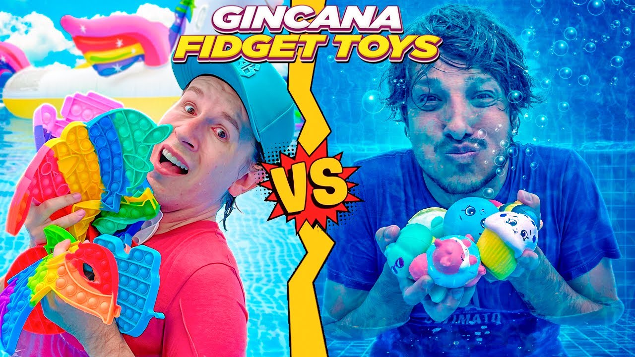 GINCANA DE FIDGET TOYS NA PISCINA! ÉPICO! | TIO LUCAS E GEAN