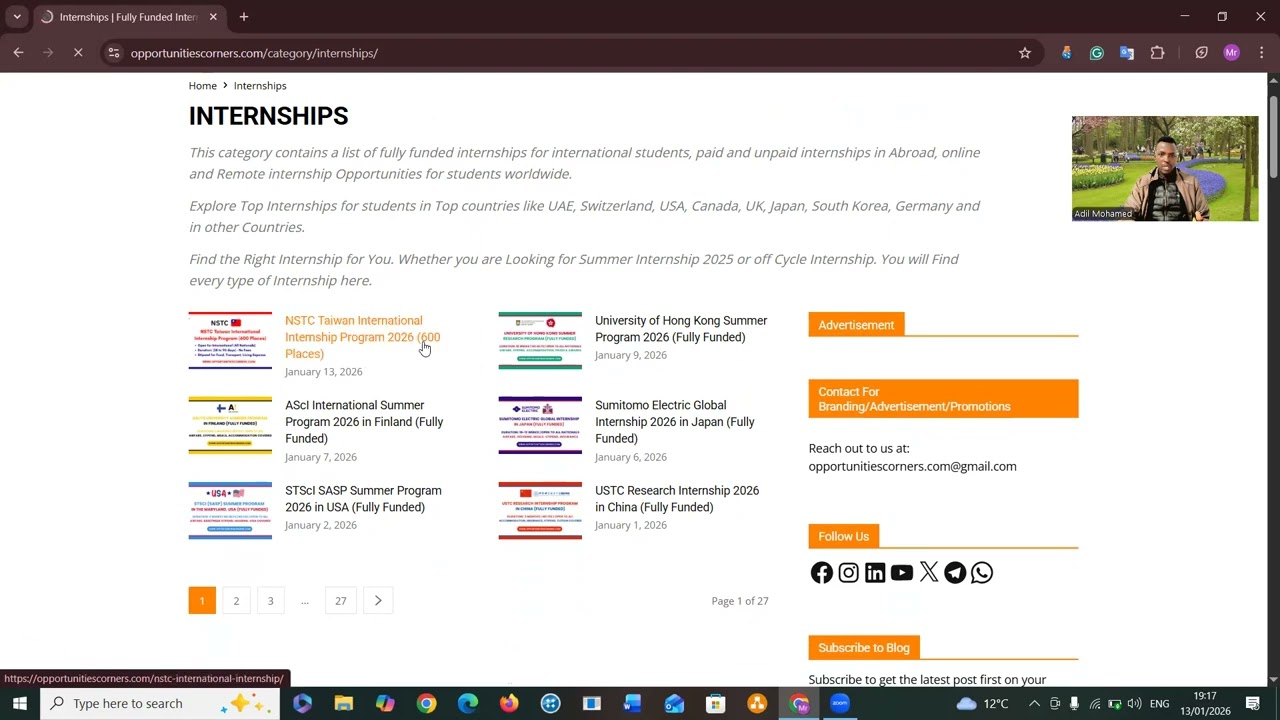 Opportunitiescorners.com موقع فيه منح دراسية لكل المستويات، بكالريوس ، ماجستير، دكتوراة و ما فوقها