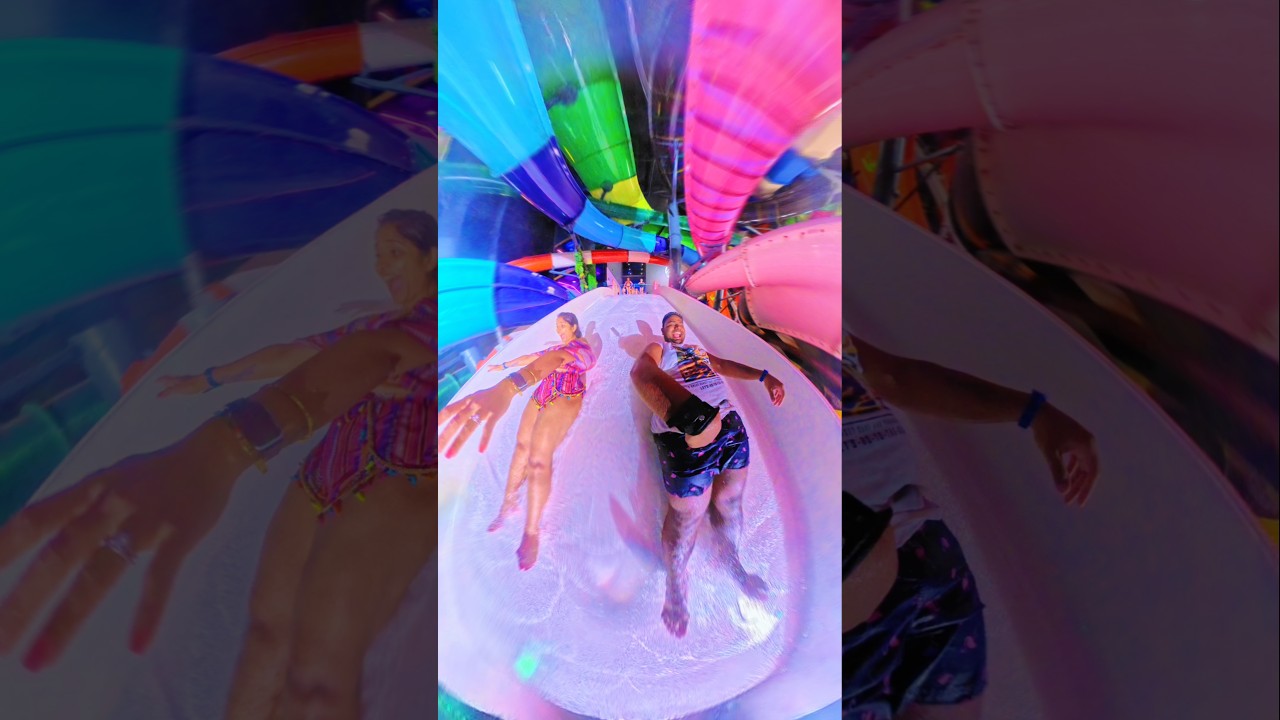 Small Slide, BIG Splash 💦 #shorts #waterslide#summerfun #Sunatgo #waterpark#funny #wipeout #insta360