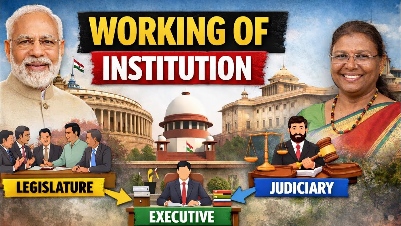 Working of Institutions | Legislature Executive Judiciary Explained | Class 9 Civics | UPSC Polity