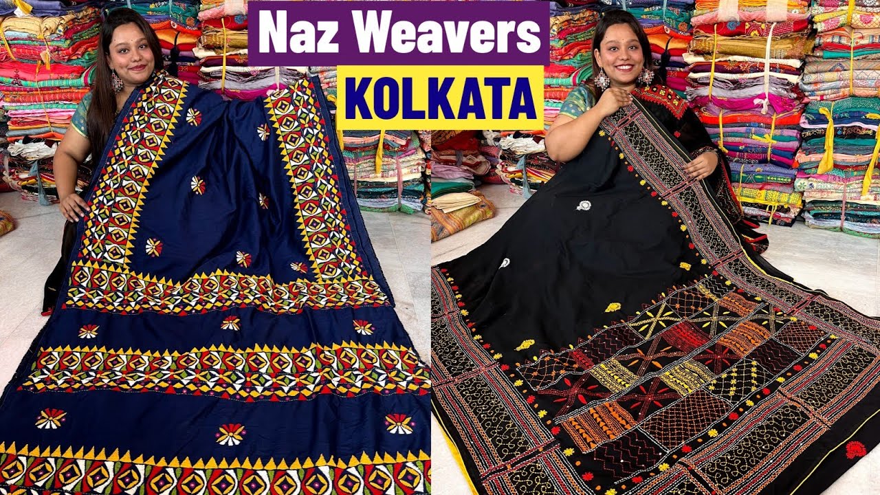 Hand Embroidery Boutique Saree Wholesaler in Kolkata - Gujrati Stitch , Lambani Work & Kantha Stitch