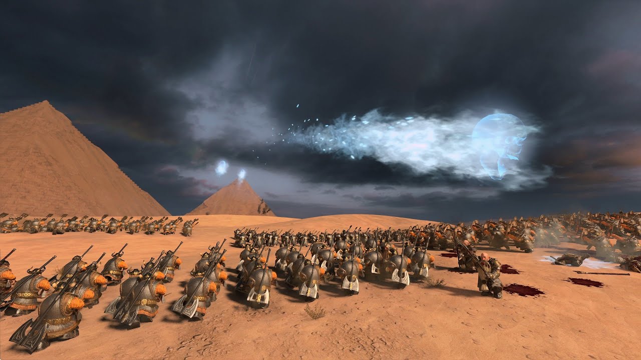 Beach party in Khemri : a dwarven expedition march toward Lybaras.