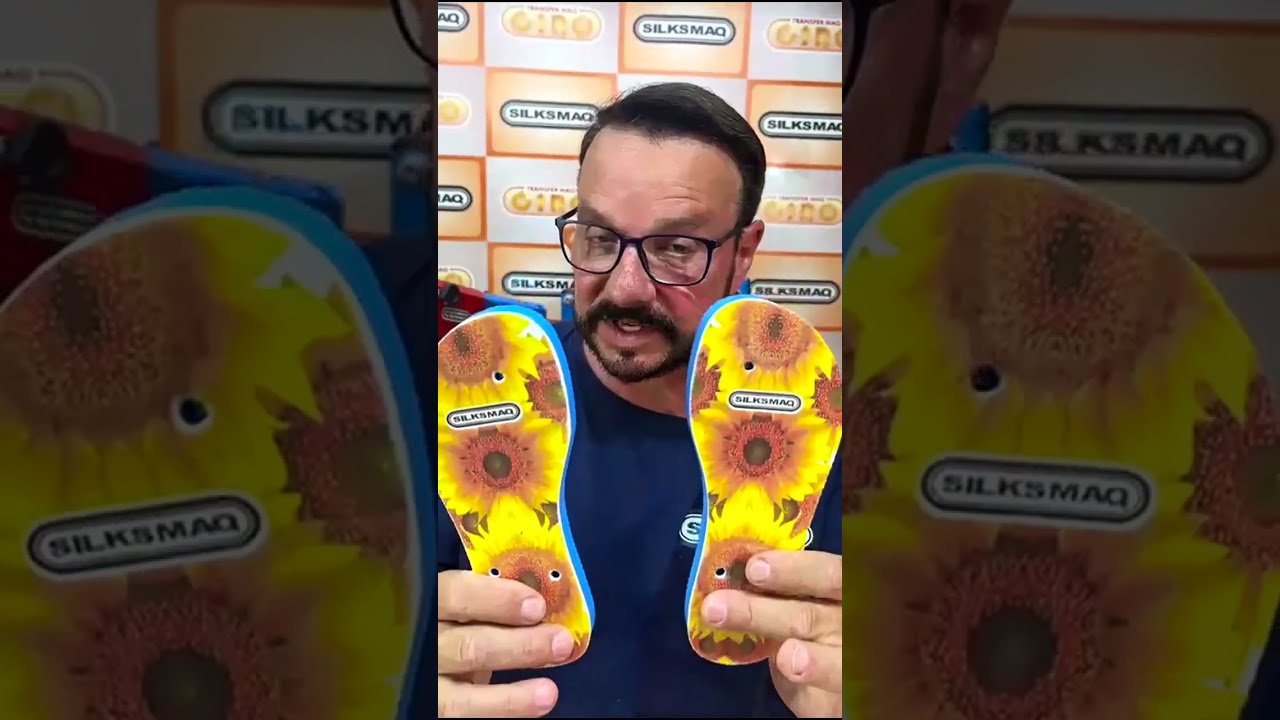 Impressão no chinelo nas máquinas transfer giro da SILKSMAQ 