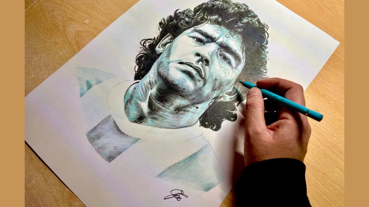 Disegnando Diego Armando Maradona - Timelapse realistic drawing