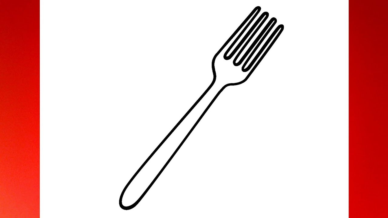 How to draw a fork step by step