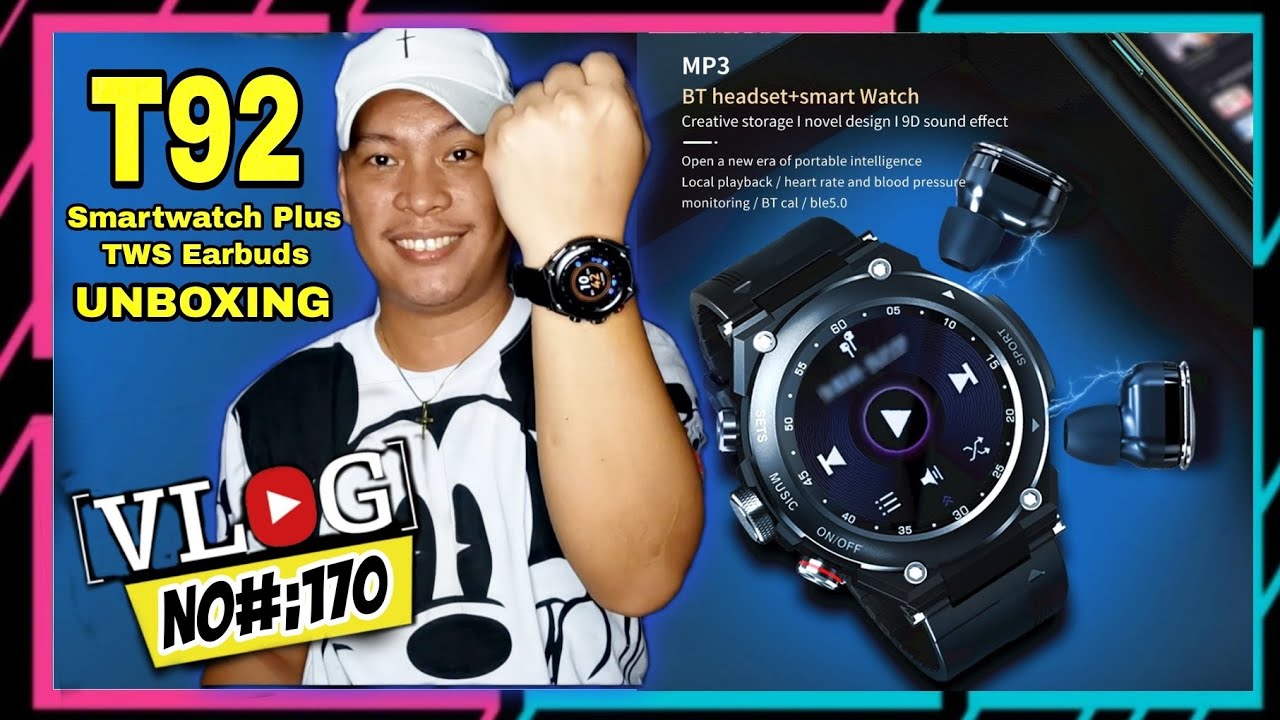 Vlog no#170 LEMFO T92 Smart Watch 2 in 1 TWS Earphone/Earbuds | Unboxing