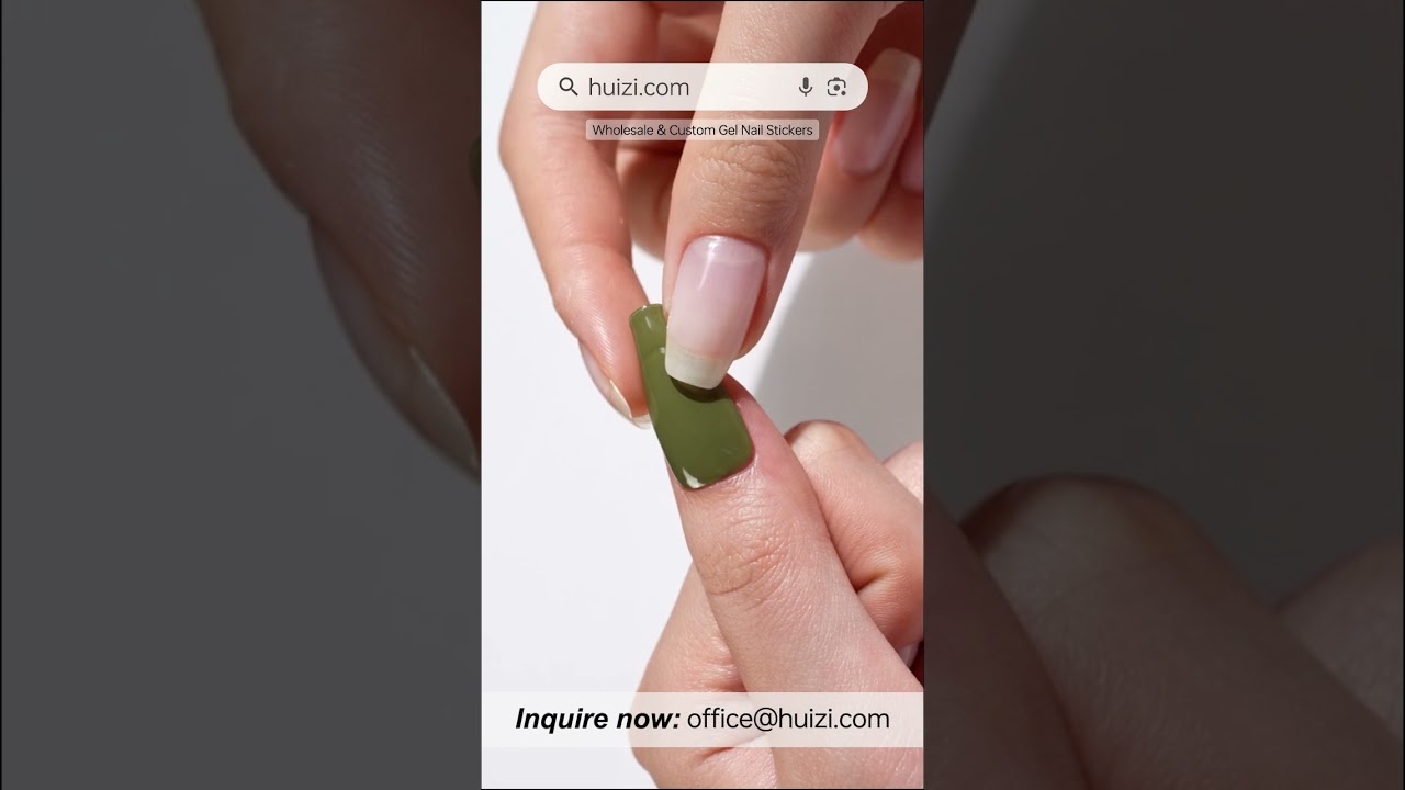 NG200606 Olive Green Gel Nail Strips Classy Minimal Semi Cured Nail Wraps for Easy DIY Nails 💅