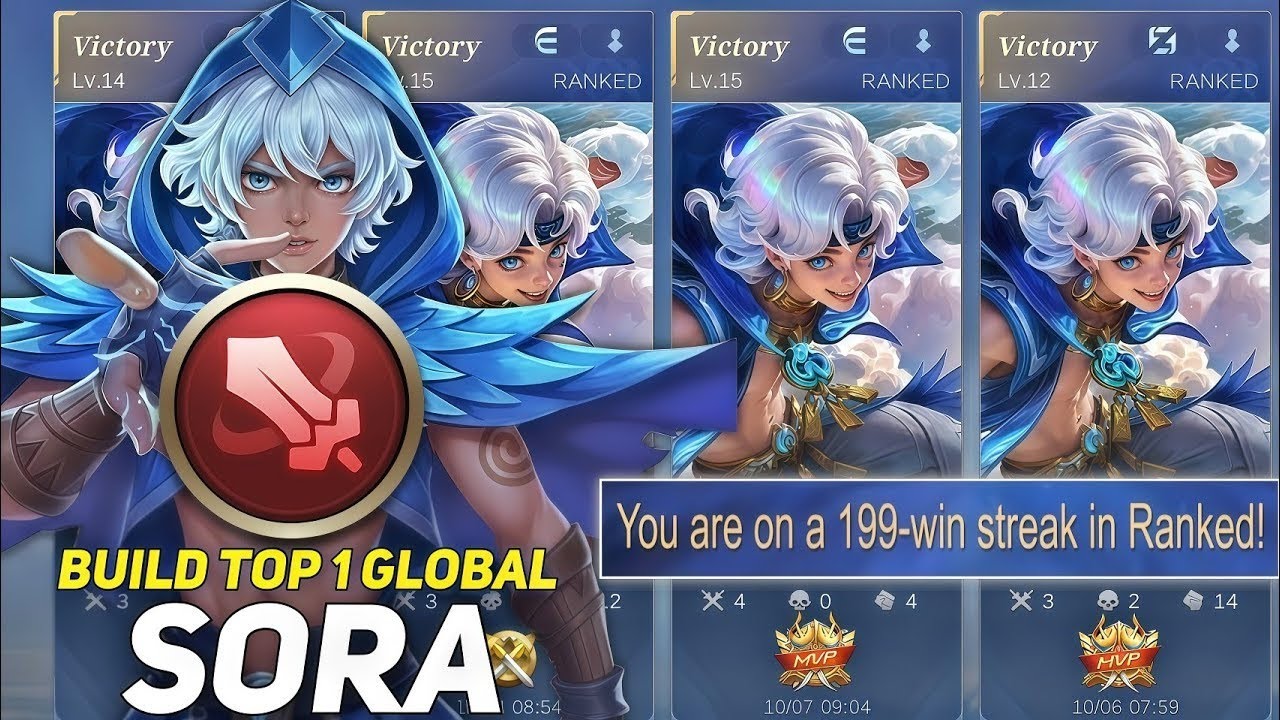 Catat guys auto win‼️Sora fighter gold lane lagi meta pakai build & emblem ini