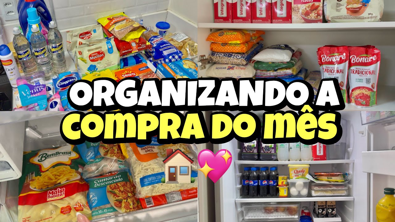 VLOGÃO| organizando a compra do mês| morando sozinha| organizei o armário e geladeira🏠🛍️🛒✨