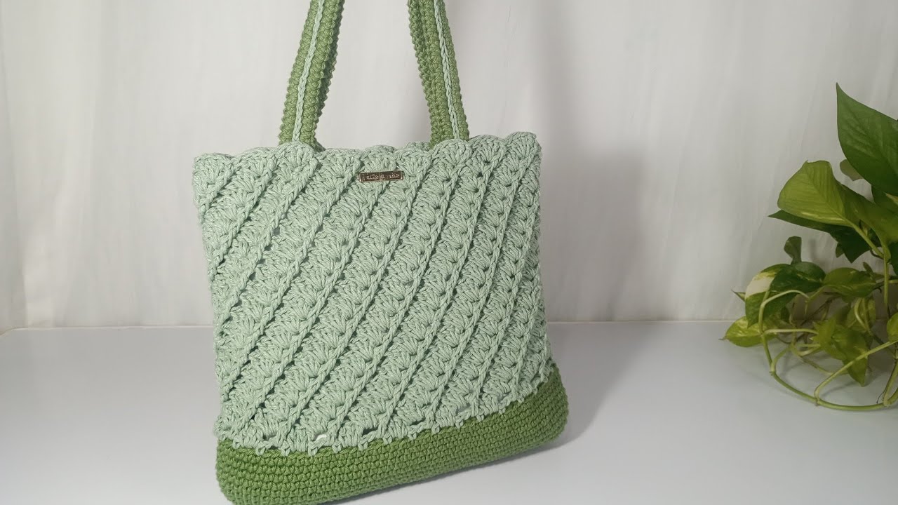 Bolsa de crochê Alecrim feita com barbante passo a passo