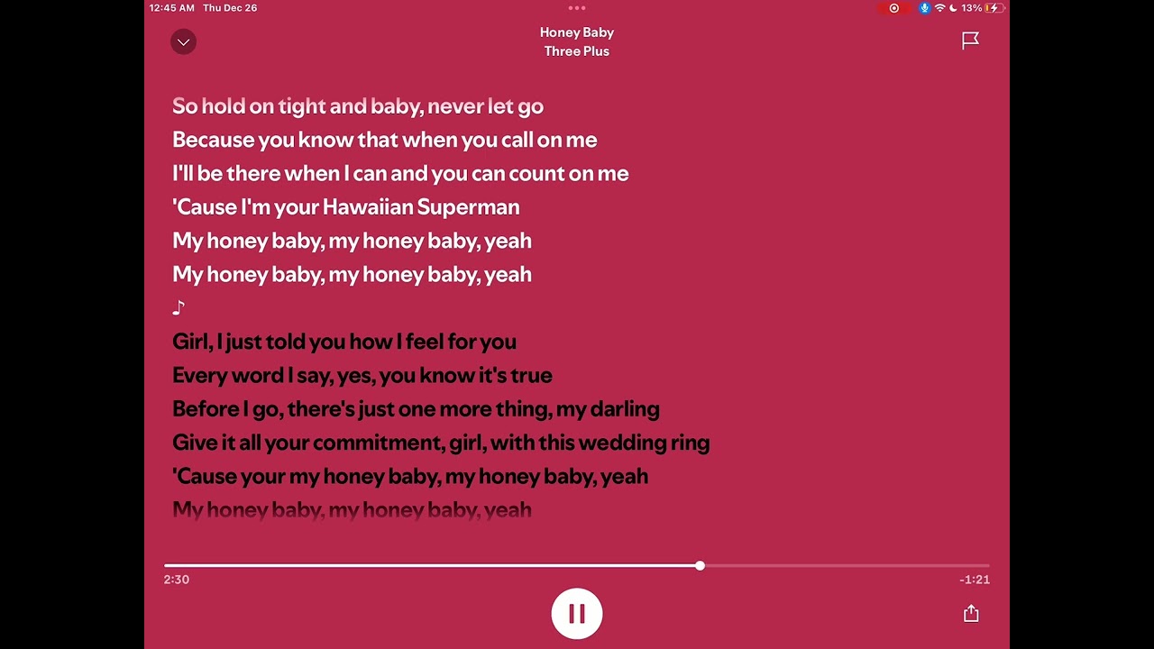 Honey baby - Three Plus lyrics